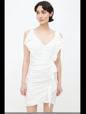 Isabel Marant Étoile Linen Ruffle Mini Dress | FR 42 (US 10) | White